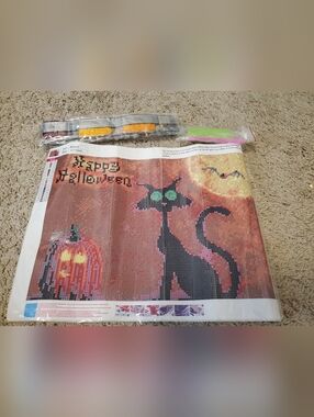 Black Cat Halloween DIAMOND PAINTING -Black & Orange
